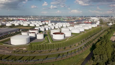 Industrial port with tank farm storage facilities